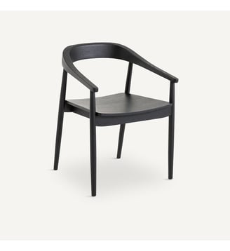 Fauteuil de table chêne et plaqué - AM.PM - Chêne teinté noir