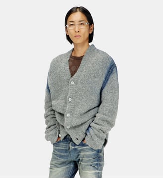 Cardigan en mélange d'alpaga avec coutures effet spray - Diesel - Gris