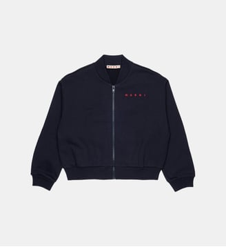 Sweat-shirt zippé avec logo - Marni - Bleu foncé