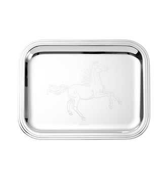 Plateau en métal argenté 20x26cm - Cheval - ALBI - Christofle - Argent