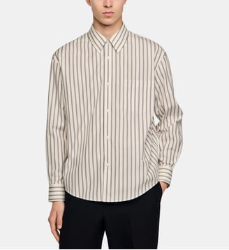 Chemise en coton à rayures - Sandro - Blanc et bleu