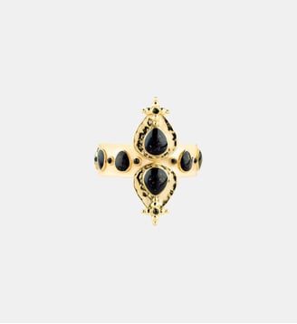 Bague réglable cabochon émail VADJA - Hipanema - Noir