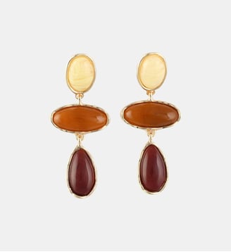 Boucles d'oreilles longues à cabochons marrons - Balaboosté - Marron