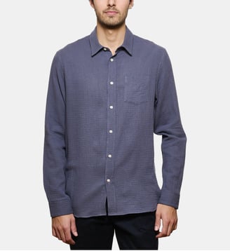 Chemise en gaze de coton bleu coupe droite - Atelier Privé - Bleu