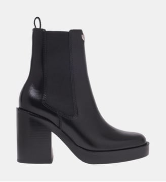 Bottines chelsea à talon en cuir - Maje - Noir