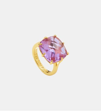 Bague solitaire pierre carrée La Diamantine lavande - Les Néréides - Violet