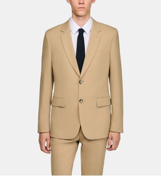 Veste de costume en laine - Sandro - Beige
