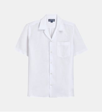 Chemise bowling en lin unie Vilebrequin