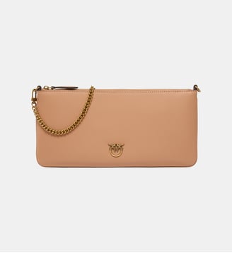 Horizontal flat bag en cuir - Pinko - Rose, toast, doré et antique