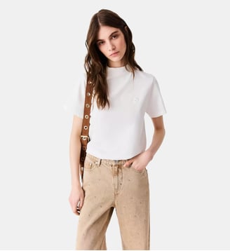 T-shirt avec zip au dos du cou - Maje - Blanc
