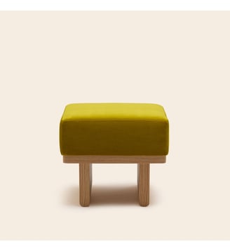Tabouret ANCA  Bois et velours lumineux - Madura - Velours jaune sulfure