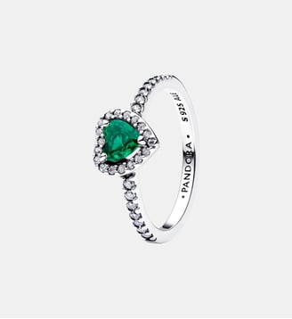 Bague Cœur Vert Royal Surélevé - Pandora - Argenté