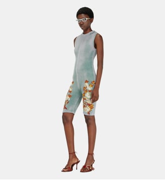 Combinaison en maille à motif floral - Diesel - Bleu vert
