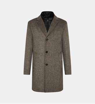 Manteau en laine et polyester avec parement amovible regular Deus - Digel - Moka