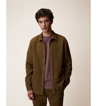 Chemise effet nid d'abeille - Faguo - Vert olive foncé