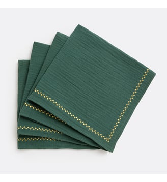 Lot 4 serviettes de table - La Redoute Interieurs - Vert forêt
