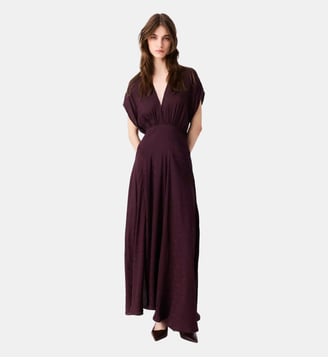 Robe longue imprimée jacquard - Maje - Bordeaux