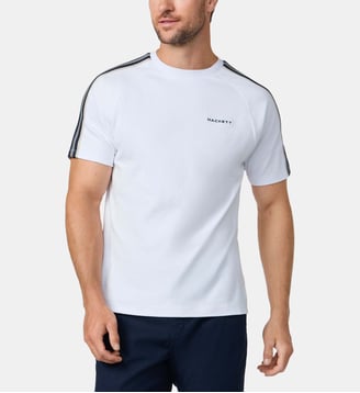 T-Shirt Coupe Regular À Manches Courtes Avec Bande - Hackett London - Blanc