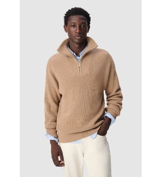 Pull col camionneur tricot côtelé - Ikks - Marron