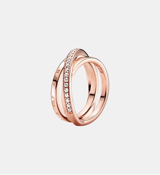 Anneau Triple Pavé Croisé - Pandora - Rose