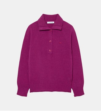 Pull col montant laine - Lacoste - Violet chiné