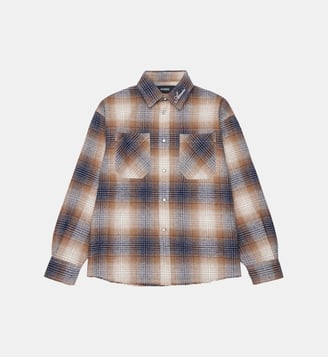 Chemise à carreaux avec logo - Amiri - Beige naturel