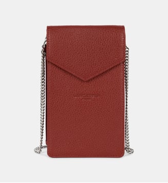 Sac pochette pour smartphone cuir grainé - Lancaster - Rouge carmin