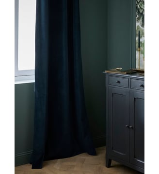 Rideau en velours ras à ruflettes - Cyrillus - Bleu orion