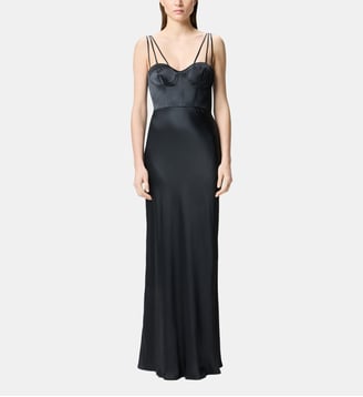 Robe longue élégante en satin brillant - Pinko - Noir