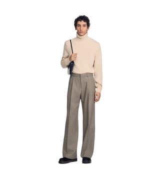 Pantalon de costume en laine - Sandro - Marron