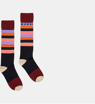 Chaussettes à rayures avec logo - Marni - Noir