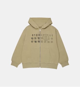 Sweat zippé avec logo - MM6 Maison Margiela - Vert olive foncé
