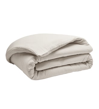 Housse de couette unie en gaze de coton, TENDRESSE - Essix - Grège