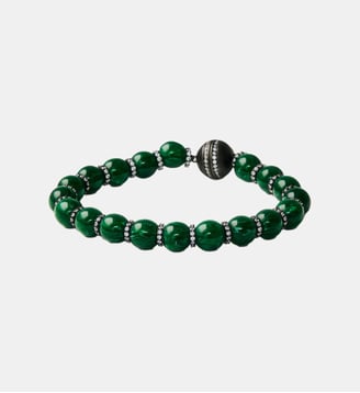 Bracelet avec résine verte, cristaux et motifs sphériques, finition gunmetal - Aristocrazy - Argenté