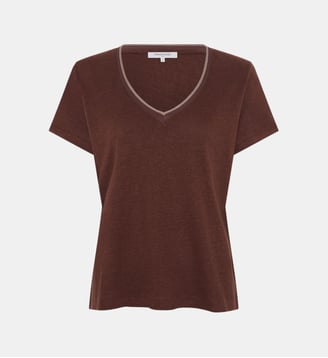 T-shirt V en lin à lurex - MIRANA - Gerard Darel - Marron