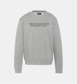 Sweatshirt imprimé col rond - Schott - Gris chine
