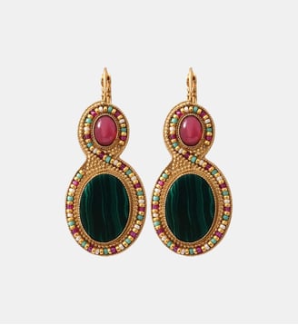 Boucles d'oreilles dormeuses   - Claudia - Satellite - Vert