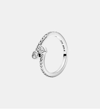 Bague Deux Cœurs Scintillants - Pandora - Argenté