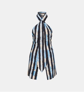 Top à encolure américaine à rayures façon peinture - Pinko - Noir et bleu