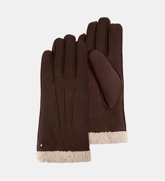 Gants en cuir de chèvre velours, doublés en imitation fourrure Isotoner