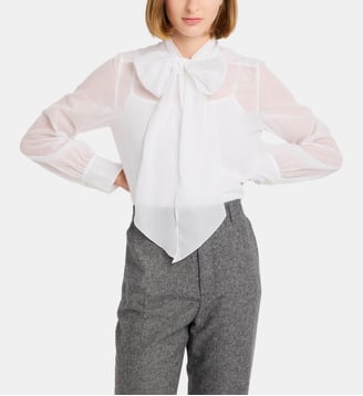 chemise en voile de coton blanc - Agnès b. - Blanc