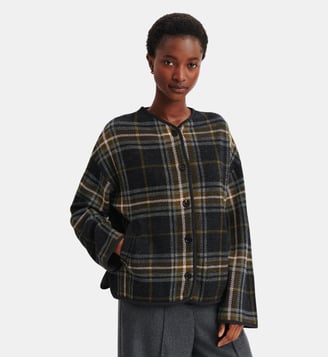 Veste tartan - Bompard - Charbon et olive