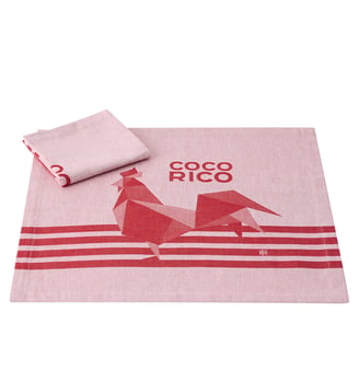 Lot de 2 serviettes Coco-Rico 100% coton - Le Jacquard Francais - Rouge