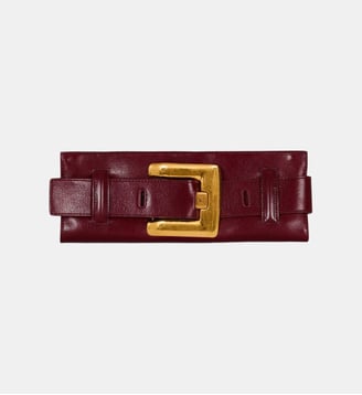 Pochette Anthem en cuir de veau - Balmain - Brown