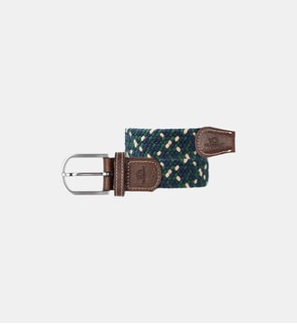 Ceinture tressée élastique Bruges - Billybelt - Vert bleu et blanc