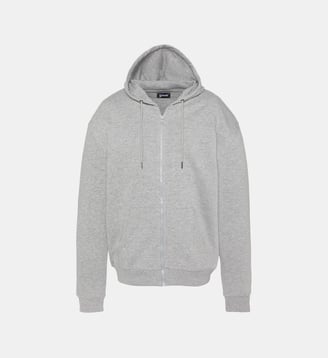 Sweatshirt zippé à capuche custom thunder - Schott - Gris chine