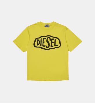 T-shirt à col rond avec logo - Diesel Kids - Jaune canari