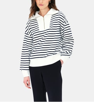 Sweatshirt tleandro - Motif rayures - Caroll - Bleu marine
