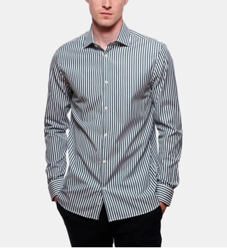 Chemise à rayures bâtons Vert coupe droite - Atelier Privé - Vert