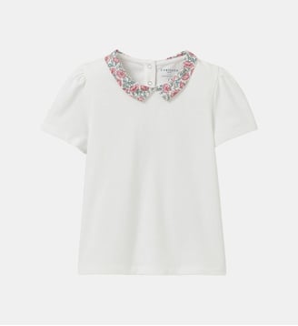 T-shirt col en tissu Liberty  - Coton biologique - Cyrillus - Liberty astell reece